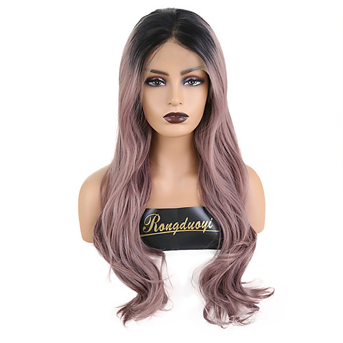 

Synthetic Lace Front Wig Wavy Middle Part Lace Front Wig Long Pink Synthetic Hair 18-26 inch Women's Cosplay Soft Party Purple Ombre