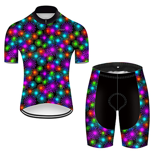 

21Grams Men's Short Sleeve Cycling Jersey with Shorts Black / Red Rainbow Bike Breathable Sports Rainbow Mountain Bike MTB Road Bike Cycling Clothing Apparel / Stretchy