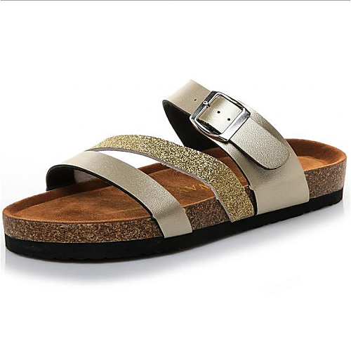 

Women's Sandals Summer Flat Heel Open Toe Daily PU Gold / Silver