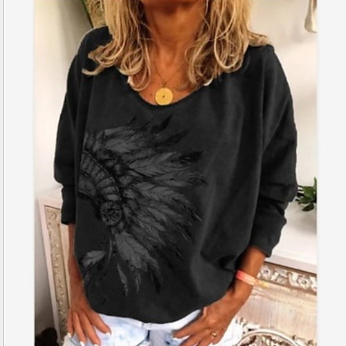 

Women's Geometric Loose T-shirt Daily Black / Blue / Purple / Khaki / Gray