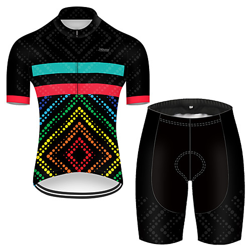 

21Grams Men's Short Sleeve Cycling Jersey with Shorts Black / Red Rainbow Bike Breathable Sports Rainbow Mountain Bike MTB Road Bike Cycling Clothing Apparel / Stretchy