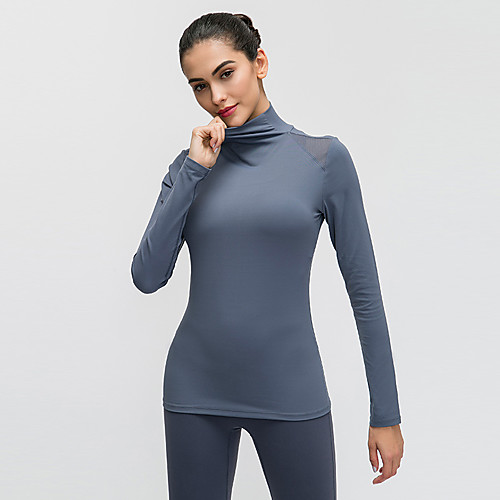 

Women's Yoga Top Patchwork Solid Color Purple Green Blue Mesh Yoga Running Fitness Tee / T-shirt Long Sleeve Sport Activewear Breathable Quick Dry Comfortable Stretchy
