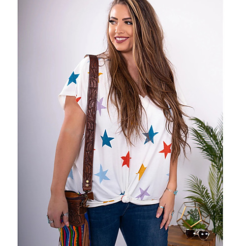 

Women's Geometric T-shirt Daily Going out White / Blue / Purple / Blushing Pink / Light Green