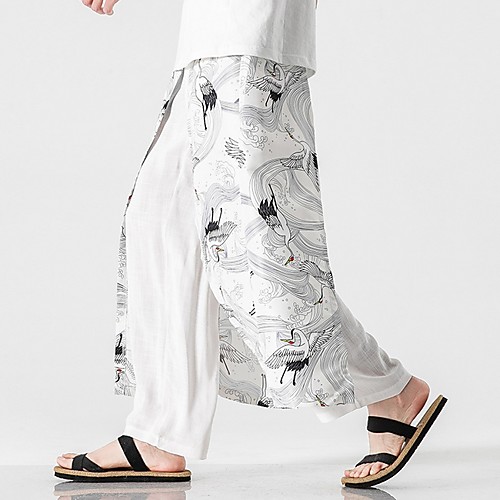 

Men's Sporty / Chinoiserie Chinos Pants - Animal Drawstring Comfort Blue White Black US32 / UK32 / EU40 US34 / UK34 / EU42