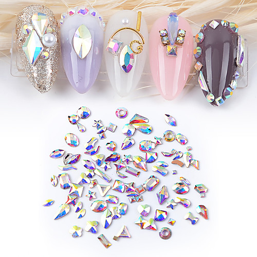 

50pcs Mix-shape Crystals Nail Diamond Stone Strass AB Glass Rhinestones For 3D Nails Art Decorations Supplies Jewelry