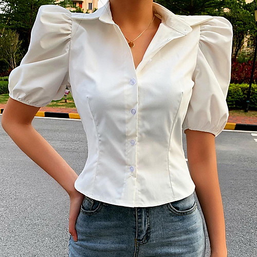 

Women's Solid Colored Blouse Daily White