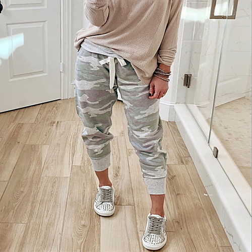 

Women's Basic Sweatpants Pants - Print Gray S / M / L
