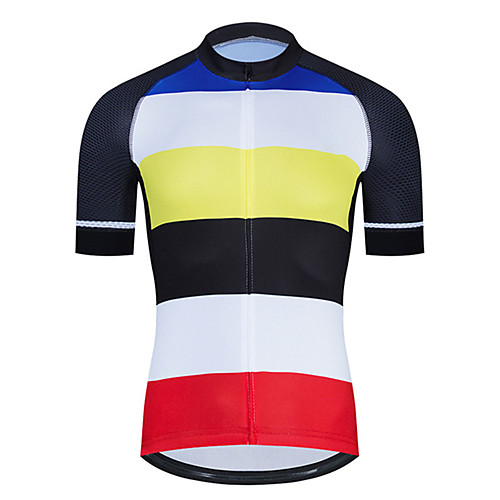 

21Grams Men's Short Sleeve Cycling Jersey Black / Yellow Bike Jersey Top Mountain Bike MTB Road Bike Cycling UV Resistant Breathable Quick Dry Sports Clothing Apparel / Stretchy