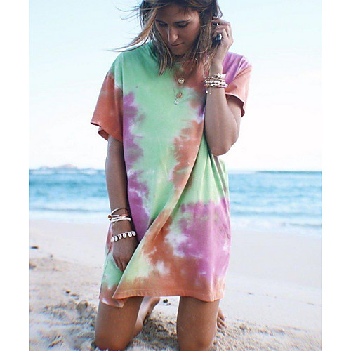 

Women's 2020 Rainbow Summer Dress Casual Sheath Geometric S M