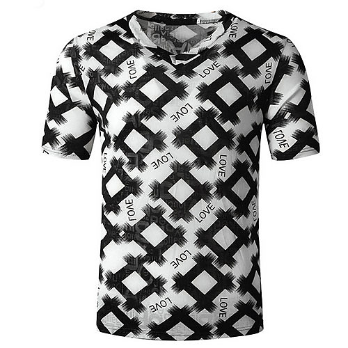 

Men's Geometric Print T-shirt Basic Daily Black