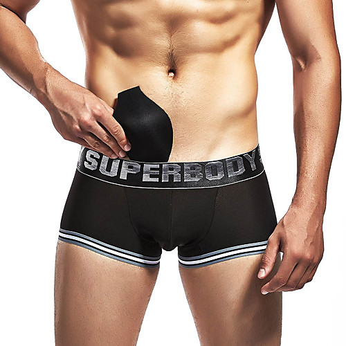 

Superbody Men's Sports Underwear Sport Briefs Elastane Sports Winter Boxer Briefs Underwear Shorts Trunks Running Walking Jogging Gym Workout Breathable Quick Dry Soft Color Block Blue White Black