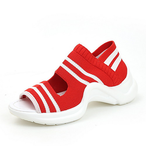 

Women's Sandals Spring & Summer Flat Heel Round Toe Daily Mesh Red / Blue / Black