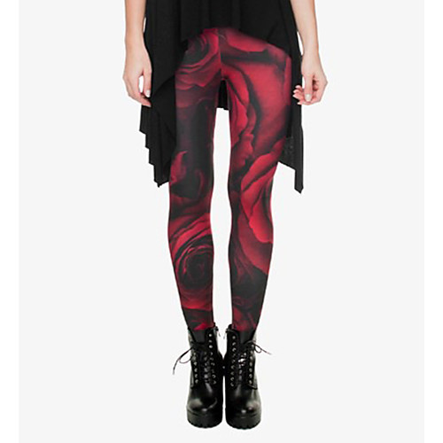 

Women's Sports / Yoga Sporty / Basic Legging - Print, Print Mid Waist Fuchsia One-Size