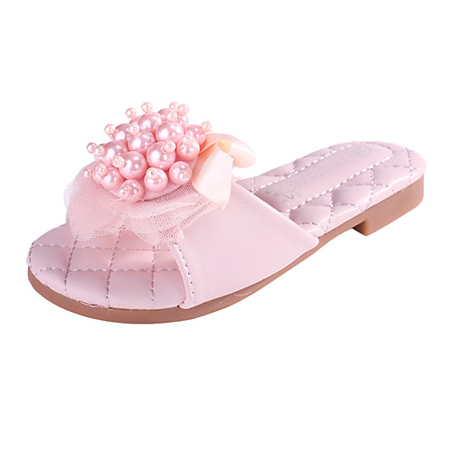 

Girls' Comfort / Flower Girl Shoes Microfiber Slippers & Flip-Flops Little Kids(4-7ys) / Big Kids(7years ) Walking Shoes Bowknot / Pearl Pink / Ivory Spring / Summer