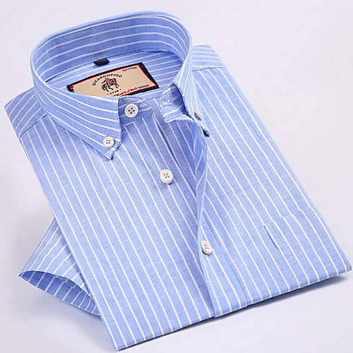 

Men's Striped Print Shirt Daily Blue