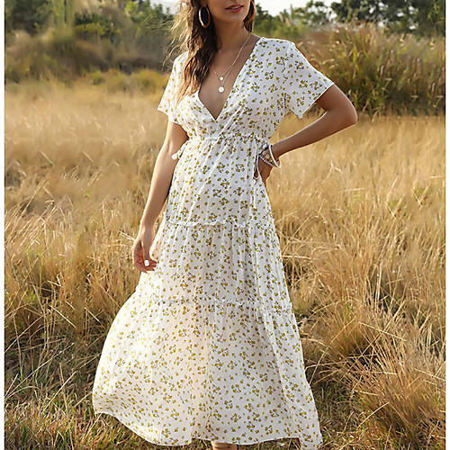 

Women's 2020 Green Blue Dress Elegant Summer Sheath Floral S M