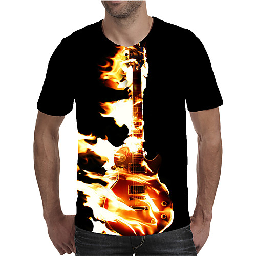 

Men's Holiday Going out Street chic / Exaggerated T-shirt - Geometric / Color Block / 3D Print Rainbow