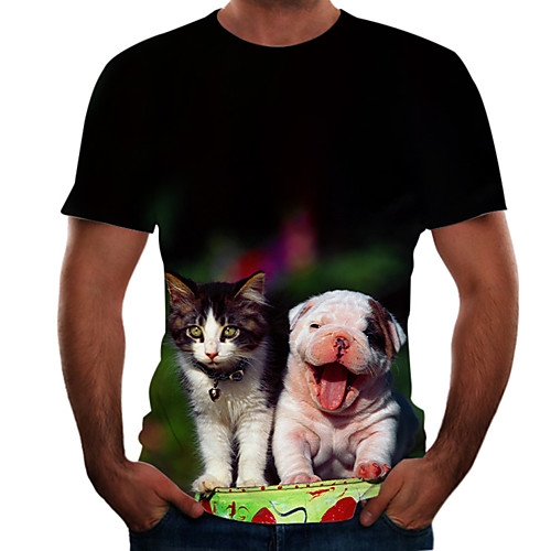 

Men's Graphic Animal T-shirt Basic Elegant Daily Going out Rainbow