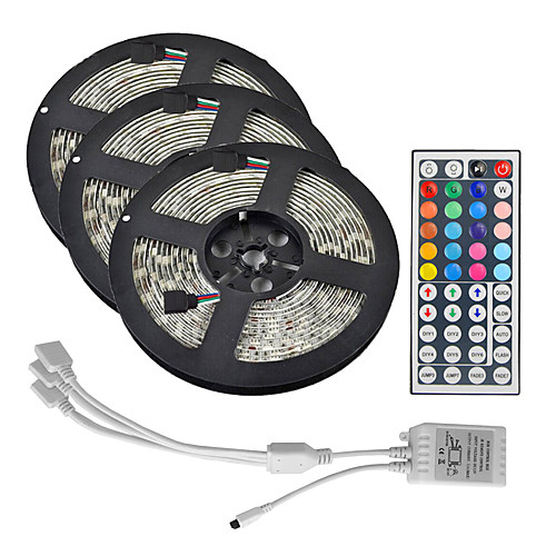 

15M(35M) LED Light Strips RGB Tiktok Lights 3528 SMD 900 LEDs 8mm Strip Flexible Light LED Tape waterproof AC 12V 600LEDs with 44Key IR Remote Controller Kit