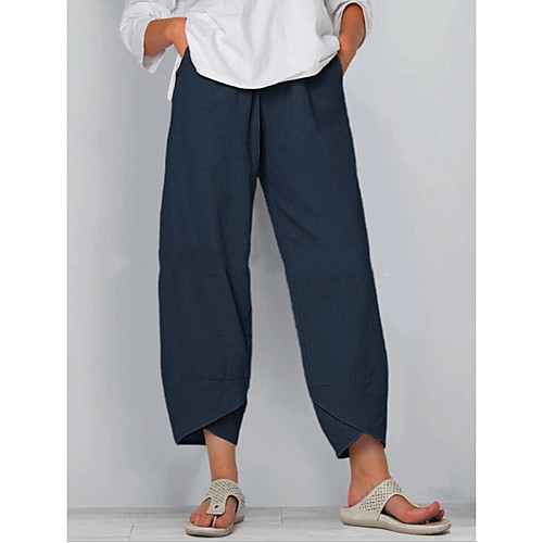 

Women's Basic Wide Leg Pants - Solid Colored Black Blue Khaki S M L