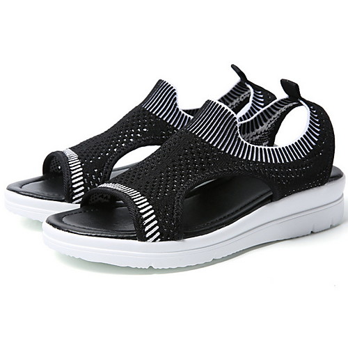 

Women's Sandals Summer Flat Heel Peep Toe Daily Mesh Black / Pink / Blue