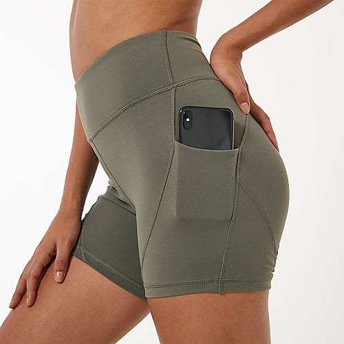 

Women's High Waist Running Shorts Athletic Shorts Workout Shorts 1pc Pocket Elastane Sports Shorts Bottoms Running Walking Jogging Training Breathable Tummy Control Butt Lift Solid Colored Fashion