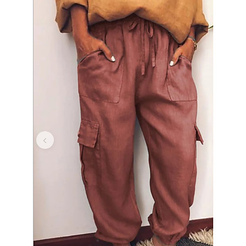 

Women's Basic Chinos Pants - Solid Colored Wine Blue Green M L XL