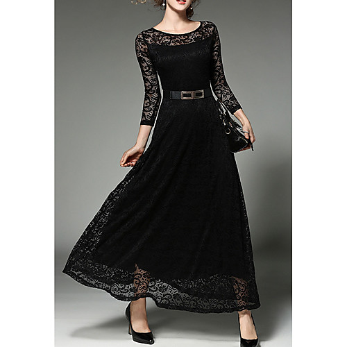 

Women's Maxi Sheath Dress - Long Sleeve Solid Color Summer Elegant Slim 2020 White Black S M L XL XXL