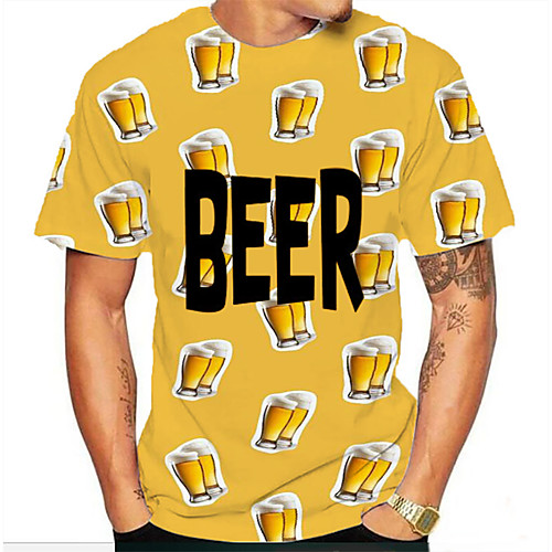 

Men's Graphic 3D Print Print T-shirt Basic Daily Yellow