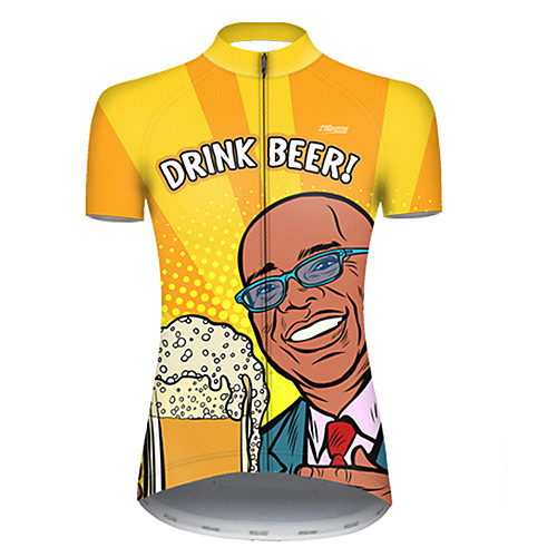 

21Grams Women's Short Sleeve Cycling Jersey Yellow Oktoberfest Beer Bike Top Mountain Bike MTB Road Bike Cycling Breathable Sports Clothing Apparel / Micro-elastic