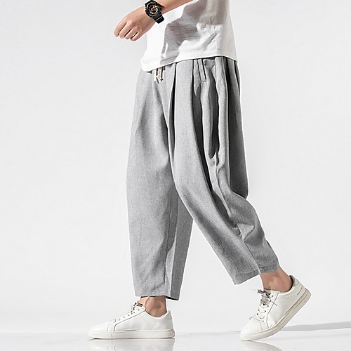 

Men's Sporty / Chinoiserie Chinos Pants - Solid Colored Drawstring Comfort Light gray Dark Gray Black US32 / UK32 / EU40 US34 / UK34 / EU42 US38 / UK38 / EU46