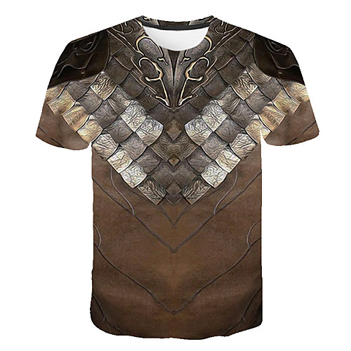 

Men's Club Weekend Street chic / Punk & Gothic T-shirt - Color Block / 3D / Tribal Print Brown