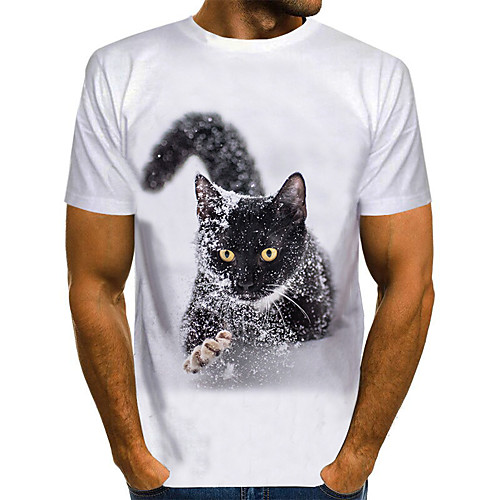 

Men's Daily Going out Basic / Street chic T-shirt - Geometric Print White