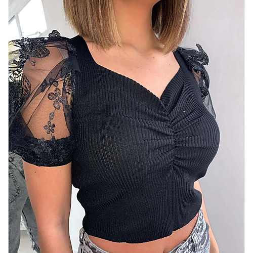 

Women's Solid Colored Blouse Daily Weekend Black / Gray
