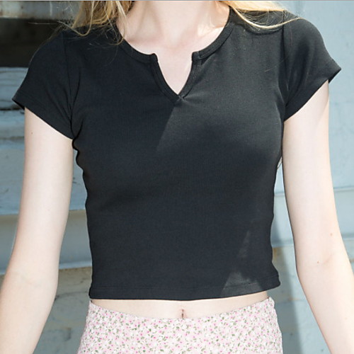 

Women's Solid Colored T-shirt Daily White / Black / Blue / Blushing Pink / Green / Gray