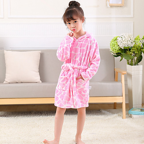 

Kid's Kigurumi Pajamas Bathrobe Anime Onesie Pajamas Flannel Fabric Pink Cosplay For Boys and Girls Animal Sleepwear Cartoon Festival / Holiday Costumes / Bath Robe