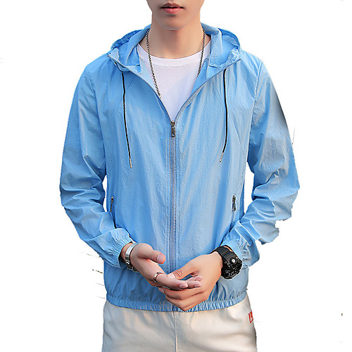 

Men's Hiking Jacket Outdoor Waterproof Breathable Quick Dry Anti-Eradiation Hoodie Top Fishing Climbing Beach White / Yellow / Grey / Light Blue