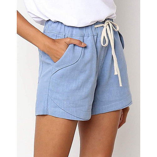 

Women's Basic Shorts Pants - Solid Colored Khaki Green Beige S M L