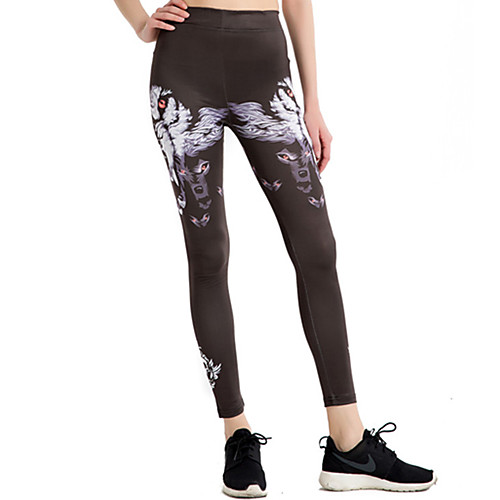 

Women's Sports / Yoga Sporty / Basic Legging - Print / Skull, Print Mid Waist Brown One-Size