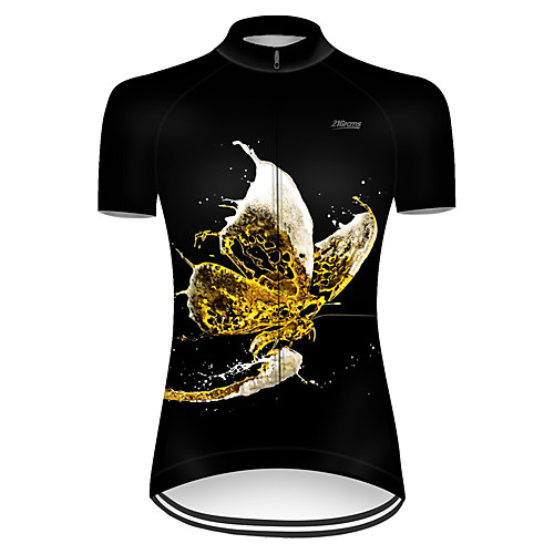 

21Grams Women's Short Sleeve Cycling Jersey Black / Yellow Oktoberfest Beer Bike Top Mountain Bike MTB Road Bike Cycling Breathable Sports Clothing Apparel / Micro-elastic