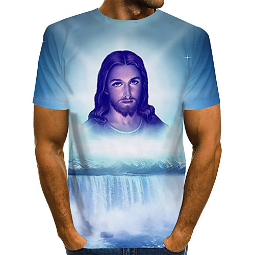 

Men's Daily Basic T-shirt - 3D Print Light Blue