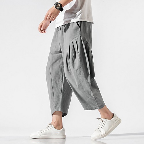 

Men's Sporty / Chinoiserie Chinos Pants - Solid Colored Drawstring Comfort Black Navy Blue Gray US32 / UK32 / EU40 US34 / UK34 / EU42 US36 / UK36 / EU44