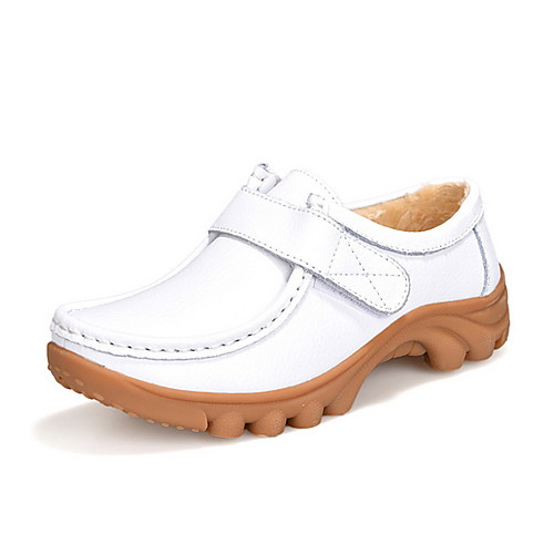 

Women's Oxfords Spring & Summer Low Heel Round Toe Daily PU White / Black