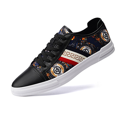

Men's Summer Casual Daily Sneakers Cowhide / PU Non-slipping White / Black Color Block