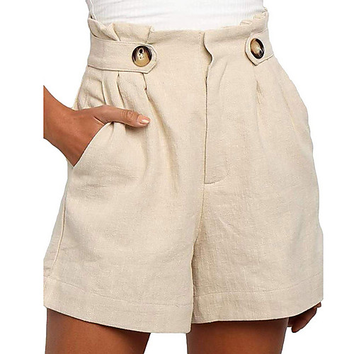 

Women's Basic Shorts Pants - Solid Colored Black Green Beige S M L