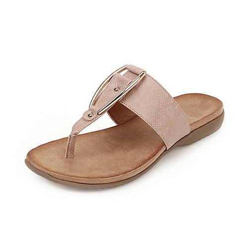 

Women's Slippers & Flip-Flops Fall / Spring & Summer Flat Heel Open Toe Classic Casual Daily Home Faux Leather Almond / Black / Yellow