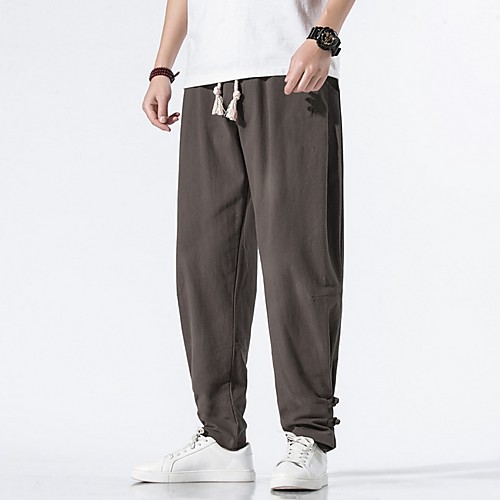 

Men's Chinoiserie Chinos Pants - Solid Colored Drawstring Comfort Wine Green Light gray US32 / UK32 / EU40 US34 / UK34 / EU42 US38 / UK38 / EU46