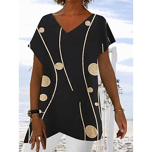 

Women's Geometric T-shirt Daily Black / Red
