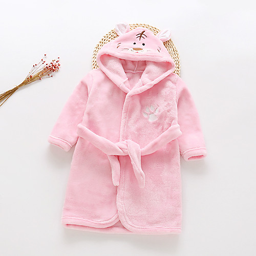 

Kid's Kigurumi Pajamas Bathrobe Tiger Onesie Pajamas Flannel Fabric Yellow / Pink / Brown Cosplay For Boys and Girls Animal Sleepwear Cartoon Festival / Holiday Costumes / Bath Robe