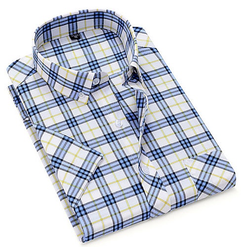 

Men's Houndstooth Print Shirt Daily Blue